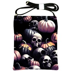 Halloween Party Skulls, Demonic Pumpkins Pattern Shoulder Sling Bag by Casemiro