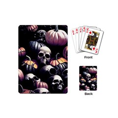 Halloween Party Skulls, Demonic Pumpkins Pattern Playing Cards Single Design (mini) by Casemiro