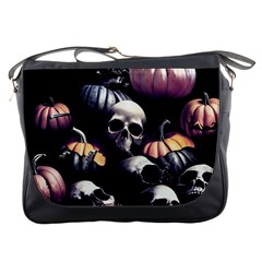 Halloween Party Skulls, Demonic Pumpkins Pattern Messenger Bag by Casemiro