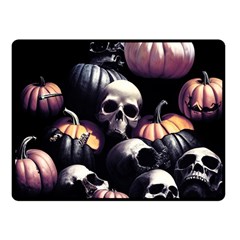 Halloween Party Skulls, Demonic Pumpkins Pattern Two Sides Fleece Blanket (small) by Casemiro