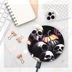 Halloween Party Skulls, Demonic Pumpkins Pattern Wireless Fast Charger(white) by Casemiro