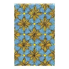 Gold Abstract Flowers Pattern At Blue Background Shower Curtain 48  X 72  (small)  by Casemiro