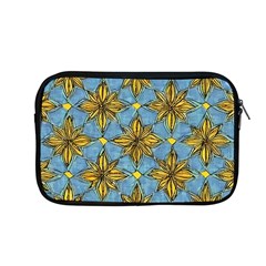 Gold abstract flowers pattern at blue background Apple MacBook Pro 13  Zipper Case