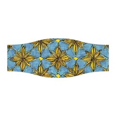 Gold abstract flowers pattern at blue background Stretchable Headband