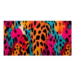 Colorful Leopard Satin Shawl 45  X 80  by VisualAesthetica