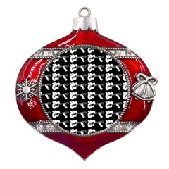 Guitar player noir graphic Metal Snowflake And Bell Red Ornament