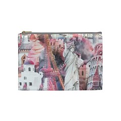 Vintage Landmarks Travel Cosmetic Bag (medium) by Proyonanggan