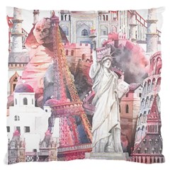 Vintage Landmarks Travel Large Premium Plush Fleece Cushion Case (two Sides) by Proyonanggan