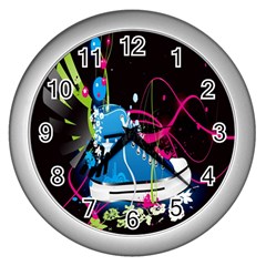 Sneakers Shoes Patterns Bright Wall Clock (Silver)