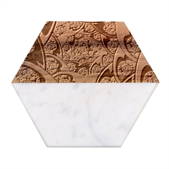 Color Spiral Marble Wood Coaster (hexagon) 