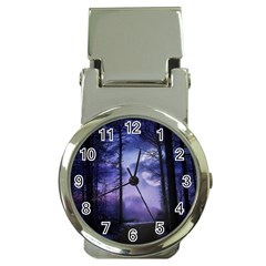 Moonlit A Forest At Night With A Full Moon Money Clip Watches by Proyonanggan