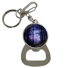 Moonlit A Forest At Night With A Full Moon Bottle Opener Key Chain by Proyonanggan