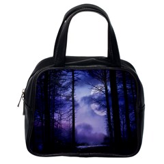 Moonlit A Forest At Night With A Full Moon Classic Handbag (one Side) by Proyonanggan