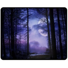 Moonlit A Forest At Night With A Full Moon Fleece Blanket (medium) by Proyonanggan