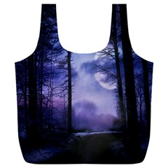 Moonlit A Forest At Night With A Full Moon Full Print Recycle Bag (xxxl)