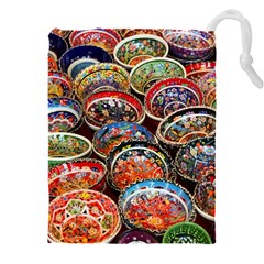 Art Background Bowl Ceramic Color Drawstring Pouch (4xl) by Proyonanggan