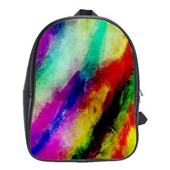 Colorful Abstract Paint Splats Background School Bag (large) by Proyonanggan