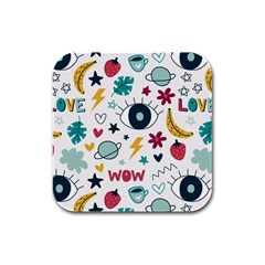 Love Pattern Rubber Square Coaster (4 Pack) by Proyonanggan