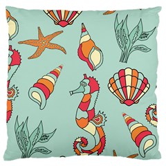 Seahorse Seashell Starfish Shell Large Cushion Case (two Sides) by Proyonanggan