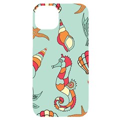 Seahorse Seashell Starfish Shell Iphone 14 Plus Black Uv Print Case by Proyonanggan