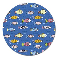 Sea Fish Blue Submarine Animal Magnet 5  (round) by Proyonanggan