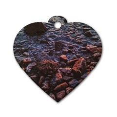 Twilight Treasures: Rocky Beachscape  Dog Tag Heart (one Side) by dflcprintsclothing