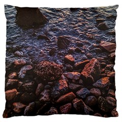 Twilight Treasures: Rocky Beachscape  Large Cushion Case (one Side) by dflcprintsclothing