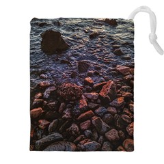 Twilight Treasures: Rocky Beachscape  Drawstring Pouch (4xl) by dflcprintsclothing
