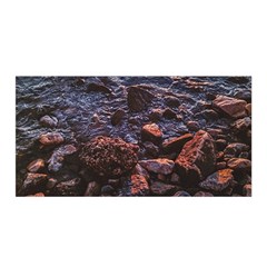 Twilight Treasures: Rocky Beachscape  Satin Wrap 35  X 70  by dflcprintsclothing