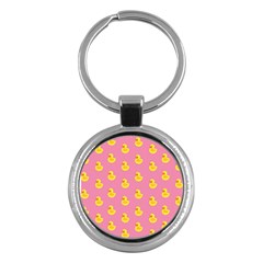 Rubber Duck Pattern Key Chain (round) by Valentinaart