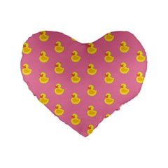 Rubber Duck Pattern Standard 16  Premium Flano Heart Shape Cushions by Valentinaart