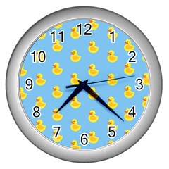 Rubber Duck Pattern Wall Clock (silver) by Valentinaart