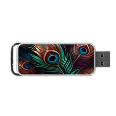 Peacock Feathers Nature Feather Pattern Portable Usb Flash (two Sides) by pakminggu