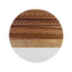 Ukraine Ornament Pattern Symbolism Geometric Marble Wood Coaster (round)