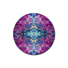 Orchids Pour  Rubber Coaster (round) by kaleidomarblingart