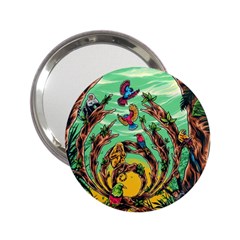 Monkey Tiger Bird Parrot Forest Jungle Style 2 25  Handbag Mirrors by Grandong