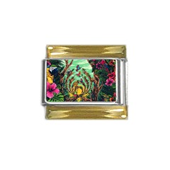 Monkey Tiger Bird Parrot Forest Jungle Style Gold Trim Italian Charm (9mm) by Grandong