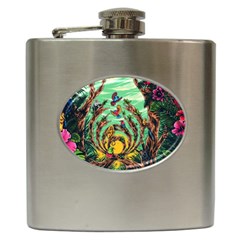 Monkey Tiger Bird Parrot Forest Jungle Style Hip Flask (6 Oz) by Grandong