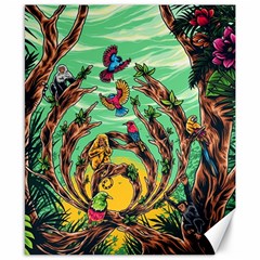 Monkey Tiger Bird Parrot Forest Jungle Style Canvas 8  X 10  by Grandong