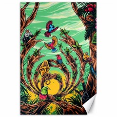 Monkey Tiger Bird Parrot Forest Jungle Style Canvas 20  X 30 