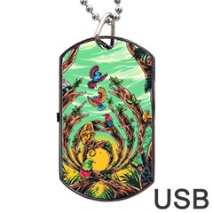 Monkey Tiger Bird Parrot Forest Jungle Style Dog Tag Usb Flash (two Sides) by Grandong