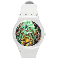 Monkey Tiger Bird Parrot Forest Jungle Style Round Plastic Sport Watch (m) by Grandong