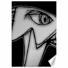 Angry Alien Noir Portrait Drawing Canvas 12  X 18  by dflcprintsclothing