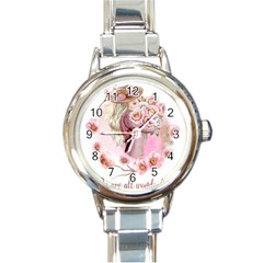 Women with flowers Round Italian Charm Watch