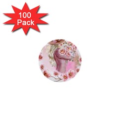 Women with flowers 1  Mini Buttons (100 pack) 