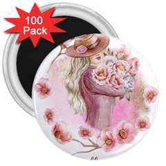 Women with flowers 3  Magnets (100 pack)