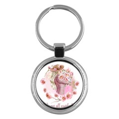 Women with flowers Key Chain (Round)