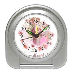 Women with flowers Travel Alarm Clock