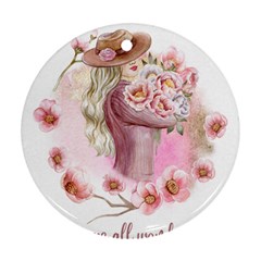 Women with flowers Round Ornament (Two Sides)