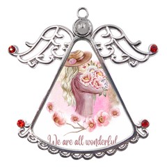 Women with flowers Metal Angel with Crystal Ornament